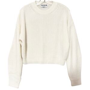 Bershka Knit Crew Neck Sweater Womens Sz Medium Cream